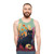 Spooky skull cat floral design unisex tank top - men