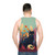 Spooky skull cat floral design unisex tank top - men back