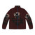 Chaos Reigns Puffer Jacket featuring movie and black metal inspired design