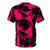 Vibrant abstract punk rock inspired t-shirt design in black and fuchsia pink colors - Back