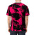 Vibrant abstract punk rock inspired t-shirt design in black and fuchsia pink colors - men back
