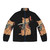 Catana puffer jacket with cat, samurai, and Japanese art design