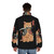 Catana puffer jacket with cat, samurai, and Japanese art design - men back
