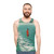 Unisex tank top with dystopian landscape and retro futuristic urban decay - men