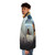 A vintage-style puffer jacket featuring a photomanipulated image of a cat in a space-themed design. - men side left