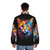 Colorful cat splash design puffer jacket with nature-inspired style - men back