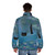 A cozy puffer jacket featuring a vibrant cat print inspired by Monet's water lily paintings. - men back