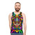 Aztec warrior mask graphic on a vibrant unisex tank top - men