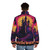 Castlevania vaporwave puffer jacket with retro gaming and horror inspired design - men back