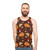Autumn elements unisex tank top featuring nature-inspired patterns - men