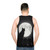 Enchanting cat under the bright moon on a unisex tank top - men back