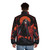 Castlevania Dracula inspired puffer jacket with epic retro vampire and Halloween fanart design - men back
