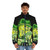Spongebob puffer jacket with cash money and meme design - men front