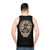 Vintage plague doctor unisex tank top with raven, hourglass, and roman numerals design - men back