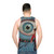 Unisex sci-fi tank top with Eye in the Sky Kindred Ubiquity design - men back