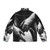 Stylish black and white latex puffer jacket with a striking shallow depth of field effect - Back