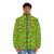 Carcassonne board game-themed puffer jacket with meeple and dice design - men front