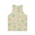 Unisex shiba inu tank top with matcha green tea and spring floral pattern - Back