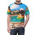 Surreal digital art t-shirt featuring an astronaut on a beach scene - men front