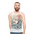 Unisex sushi tank top with anime shark and wave design - men