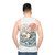 Unisex sushi tank top with anime shark and wave design - men back