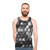 Monochrome geometric unisex tank top with abstract curtain falls design - men