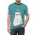Illustration of a grumpy, cartoon-style cat in a Christmas setting, wearing a festive holiday t-shirt design - men front