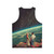 Unisex tank top with retro space-themed romantic couple design - Back