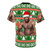 A t-shirt featuring a viral meme of Barry Wood, a famous internet personality, in a funny Christmas-themed design. - Back