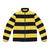 Bumble bee puffer jacket with bright yellow and black stripes