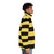 Bumble bee puffer jacket with bright yellow and black stripes - men side right
