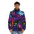 Nameless Synthwave King Puffer Jacket featuring a retro-futuristic, cyberpunk design. - men front