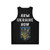 Unisex tank top in blue and yellow colors, featuring "Arm Ukraine Now" text and Ukrainian symbols - Back