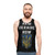 Unisex tank top in blue and yellow colors, featuring "Arm Ukraine Now" text and Ukrainian symbols - men