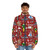 Buddy the Elf Collage Puffer Jacket with Red Background - men front