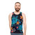 Watercolor sea turtle with tropical flowers on a unisex tank top - men