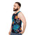 Watercolor sea turtle with tropical flowers on a unisex tank top - men side