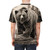 Monochromatic illustration of a grizzly bear on a t-shirt - men back