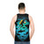 Unisex scuba diving tank top with a funny shark and diver illustration - men back