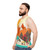 Unisex tank top with nature landscape, easter bunny, and spring flowers - men side