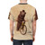 Vintage-style graphic t-shirt featuring a whimsical illustration of a brown bear riding a bicycle in a surreal, circus-inspired setting. - men back