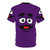 A graphic t-shirt featuring a humorous, viral purple grimace face meme design. - Back