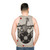 Surreal giraffe drummer anthropomorphic unisex tank top - men back