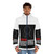 Nairobi's House of Money puffer jacket featuring lineart and quotes from the Netflix series Money Heist - men front