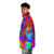 Colorful fantasy puffer jacket with abstract patterns - men side left