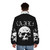 Nails hardcore punk band white puffer jacket featuring skull and edgy design - men back