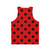 Oversized black and red polka dot unisex tank top - Back