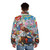 Colorful pop art collage puffer jacket with urban street fashion graphics - men back