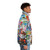 Colorful pop art collage puffer jacket with urban street fashion graphics - men side right