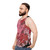Unisex tank top featuring a lion with a mane of roses and glowing crystal gems - men side